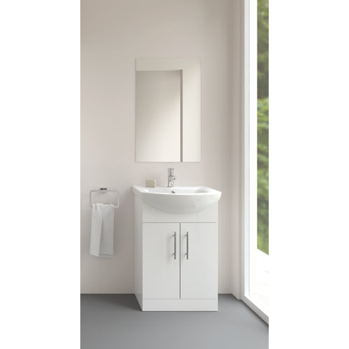 Floor Standing Vanity Unit & Washbasin White - 65cm