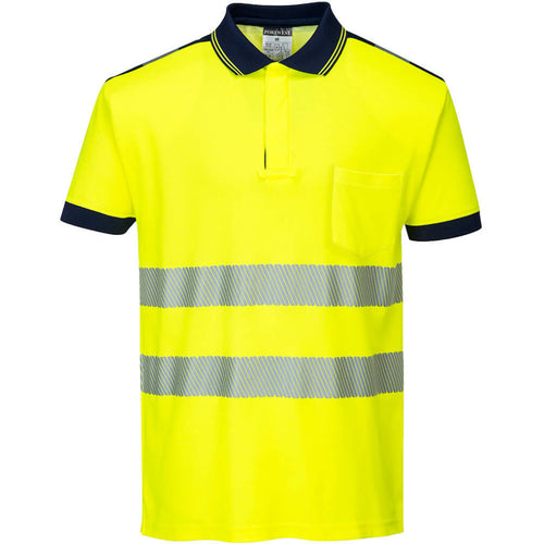 Portwest  - PW3 Hi-Vis Polo Shirt S/S - Yellow/Navy