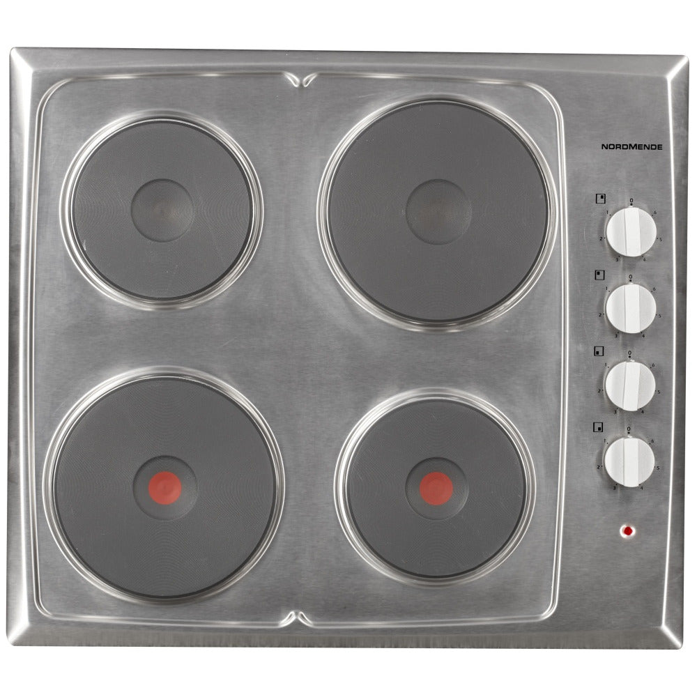 NordMende 60cm 4 x Zone Solid Plate Electric Hob Stainless Steel