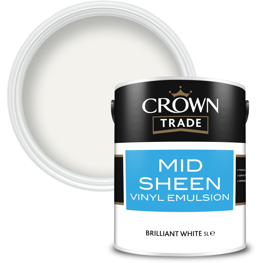Crown Trade Mid Sheen Emulsion Brilliant White 5L