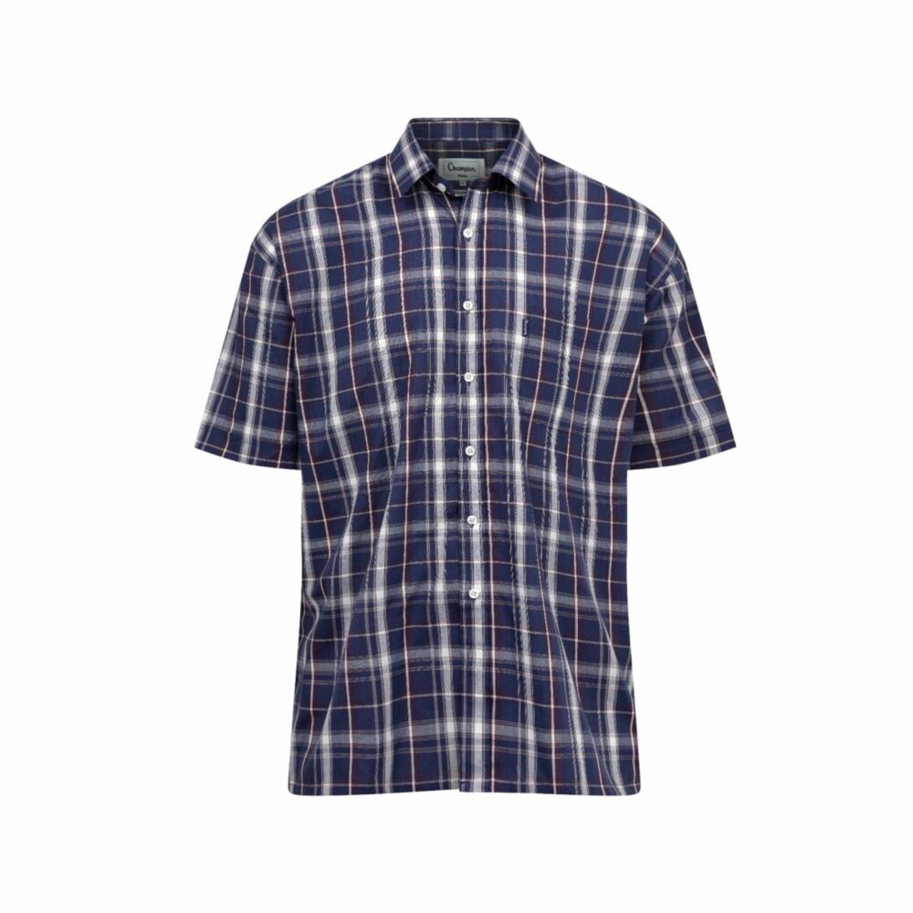 Champion Whitby Polycotton Short-Sleeved Shirt Navy - XXL