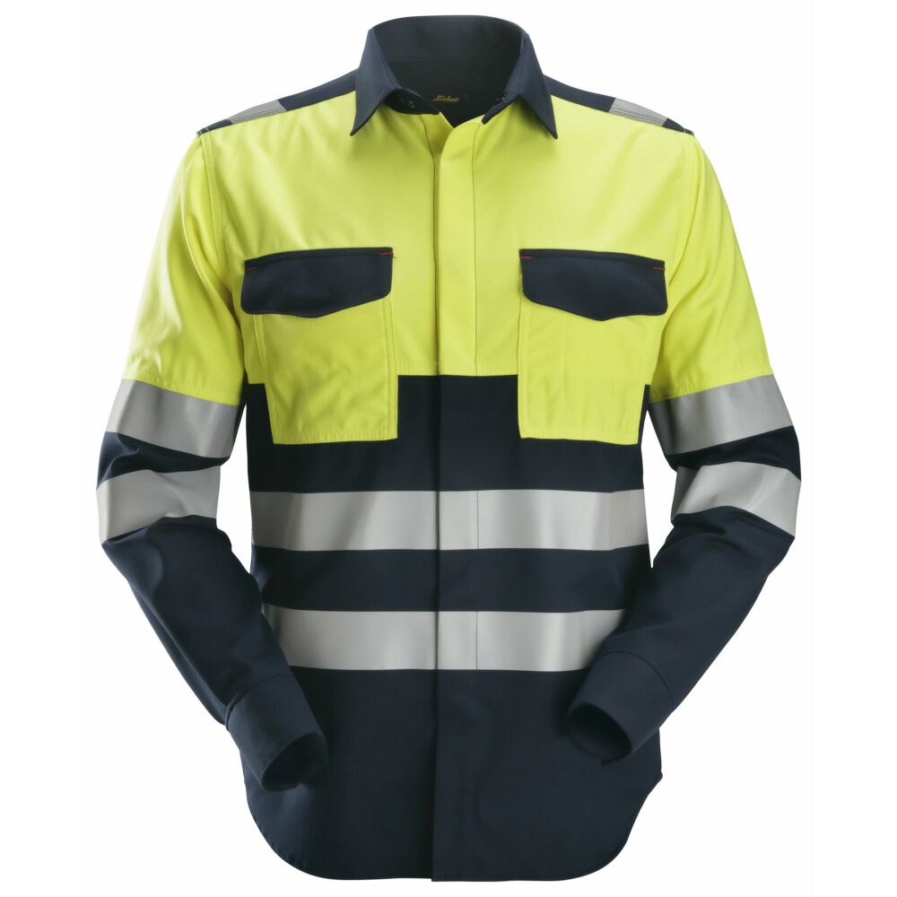 Snickers - ProtecWork, Long Sleeve Shirt, High-Vis Class 1 - Navy/High Visibilty Yellow