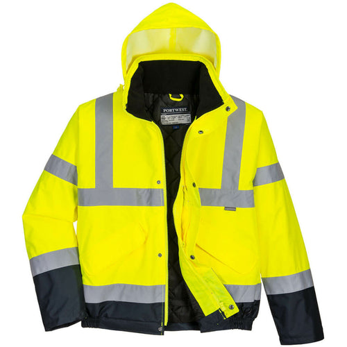 Portwest  - Hi-Vis Two Tone Bomber Jacket - Yellow/Navy