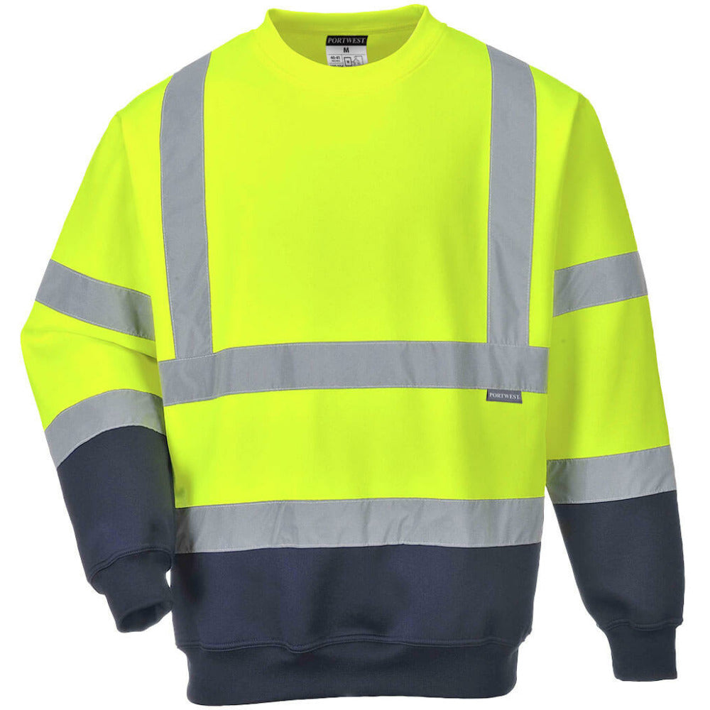 Portwest  - Two Tone Hi-Vis Sweatshirt - Yellow/Navy