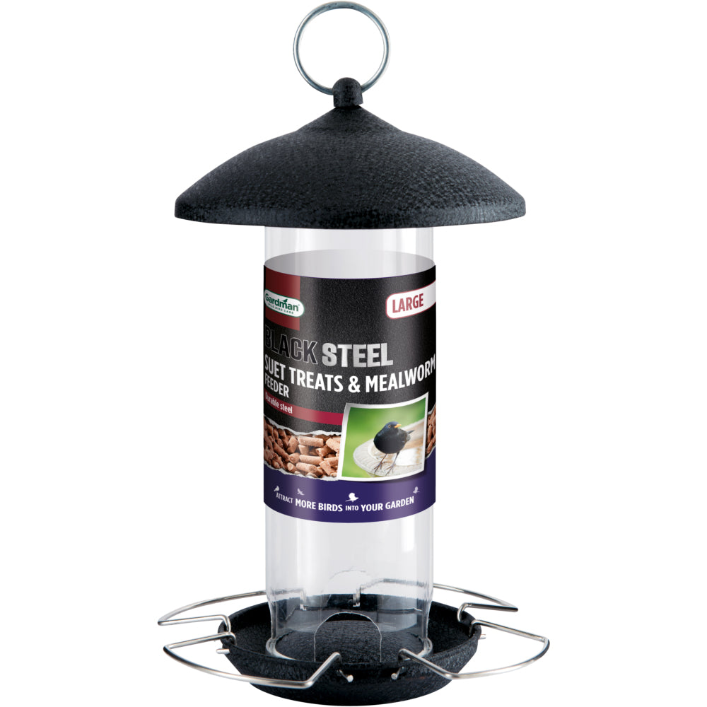 Gardman Black Steel Suet Treat and Mealworm Feeder