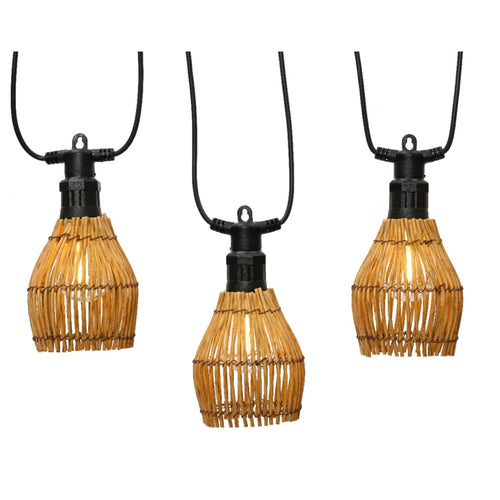 Lumineo LED Rattan Cone String Lights - Set of 10