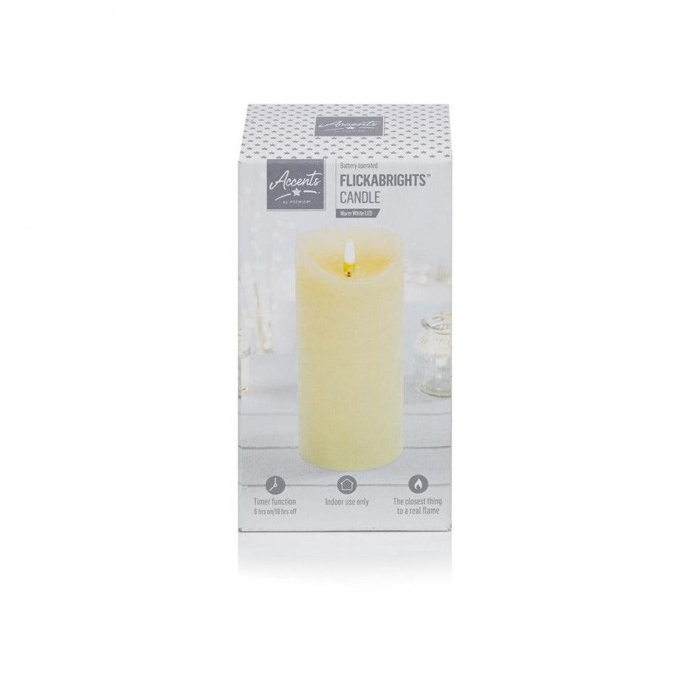 Premier Decorations - Flickabright Candle Cream - 18cm x 9cm - Cream