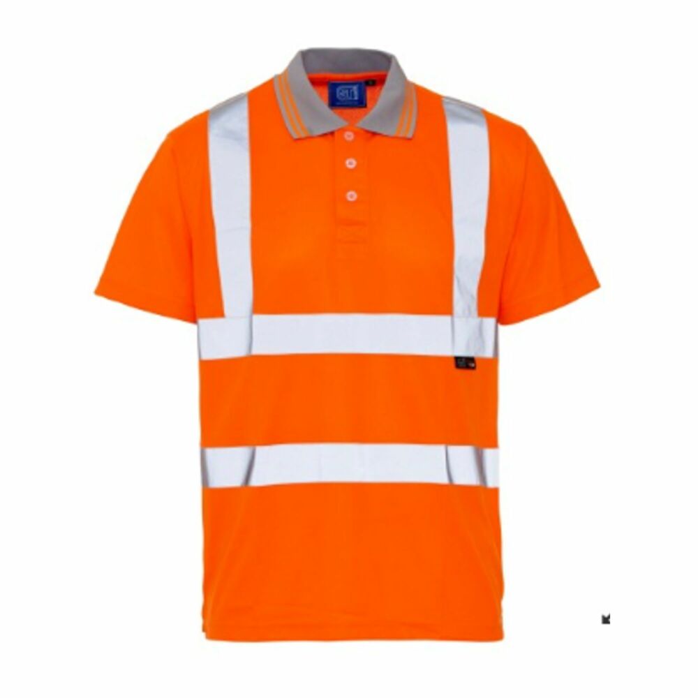 Hi-Vis Reflective Polo Shirt Orange - XL