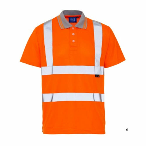 Hi-Vis Reflective Polo Shirt Orange - XL