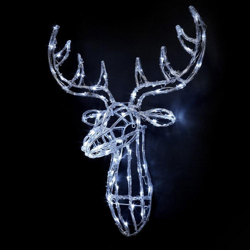 Premier Decorations - LED Acrylic Lit Reindeer White - 70cm