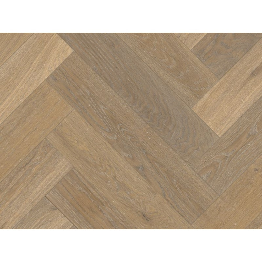 Renaissance Herringbone Oak Landini Smoked Distressed White UV Oil/Wax Engineered Flooring 19mm