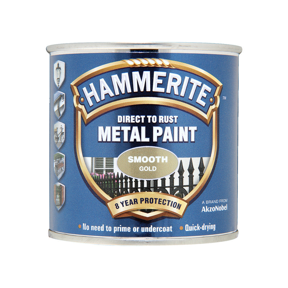 Hammerite Metal Paint Smooth Gold 250ml