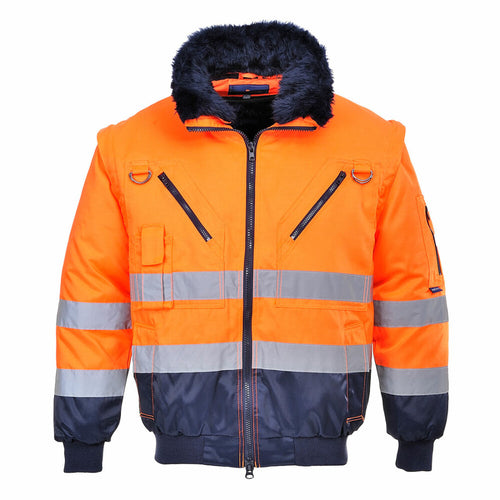 Portwest  - HI-Vis 3-in-1 Pilot Jacket - Orange/Navy