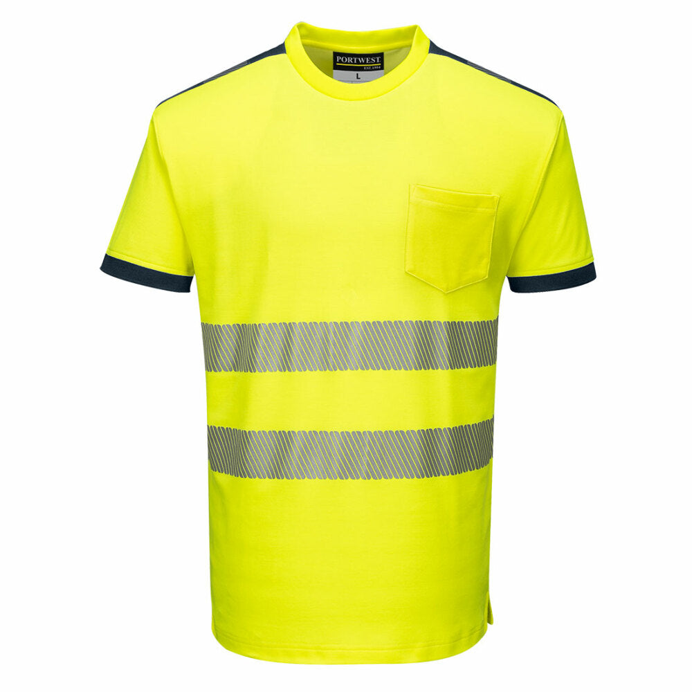 Portwest  - PW3 Hi-Vis T-Shirt S/S - Yellow/Navy