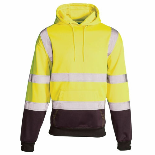 Hi-Vis Reflective 2-Tone Hooded Sweatshirt Yellow/Navy - 3XL