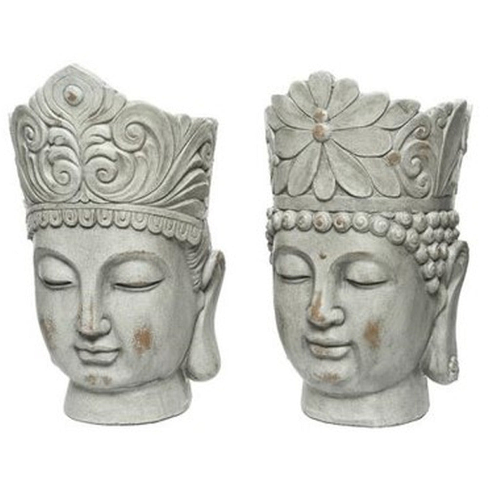 Buddha Head Planter - Grey Wash - 2 Assorted