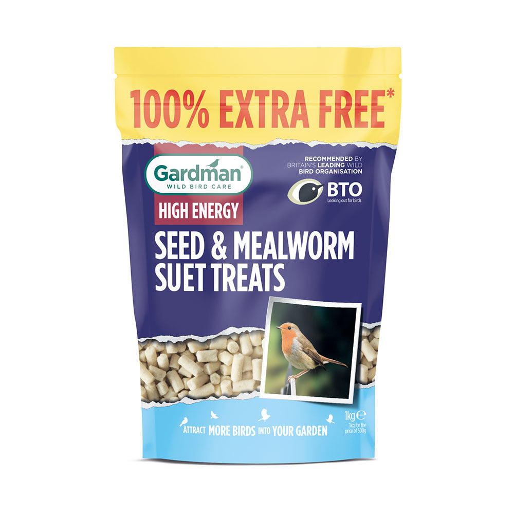 Gardman Seed and Mealworm Suet Treats 500g + 100% Extra Free