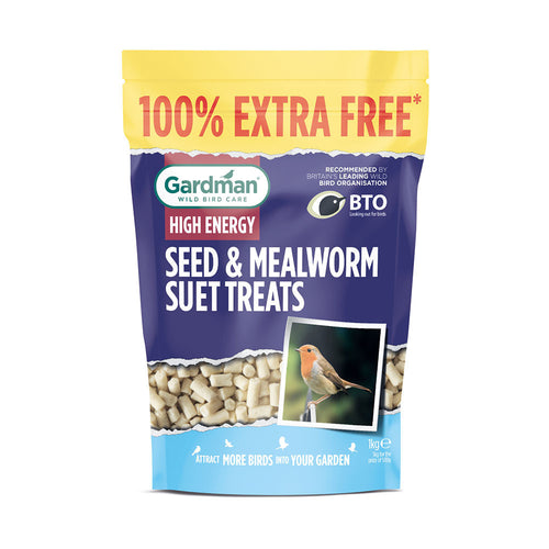 Gardman Seed and Mealworm Suet Treats 500g + 100% Extra Free