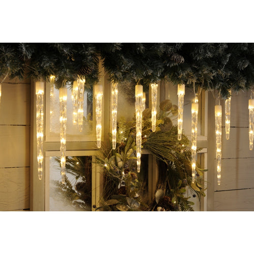 Festive 24 Colour Changing  LED Icicle Lights - White to Warm White