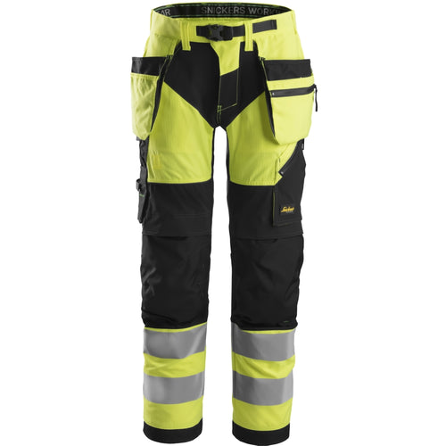 Snickers - FlexiWork, High-Vis Work Trousers+ Holster Pockets Class 2 - High vis yellow\\Black