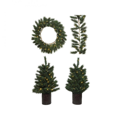 National Tree Company - Dunhill Pine Pre-Lit Door Decoration Set - 4pce