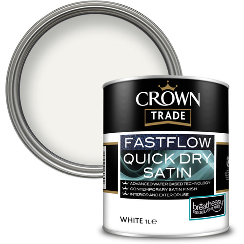 Crown Trade Fastflow Quick Dry Satin White 1L