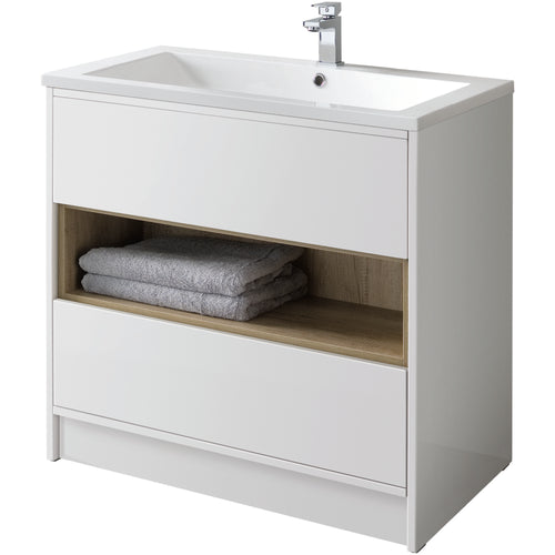 Lucca 800mm Wall Hung Unit Only - Gloss Taupe