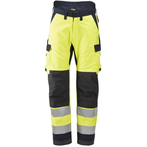 Snickers - ProtecWork, Insulated Trousers, High-Vis Class 2 - High Visibility Yellow - Navy