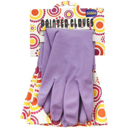 Dosco - Flower Print Rubber Gloves On Clip Strip