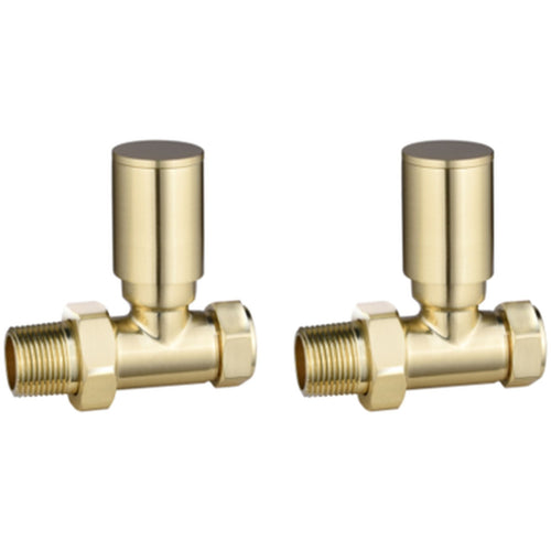 Brushed Brass Round Straight Rad Valves