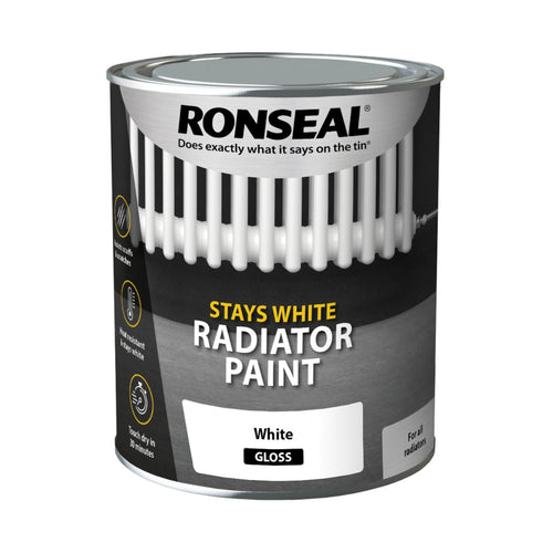 Ronseal Stays White Radiator Paint White Gloss 750ml