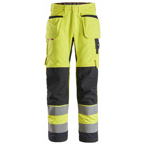 Snickers - ProtecWork, Work Trousers Holster Pockets, High-Vis Class 2 - High Visibility Yellow - Navy