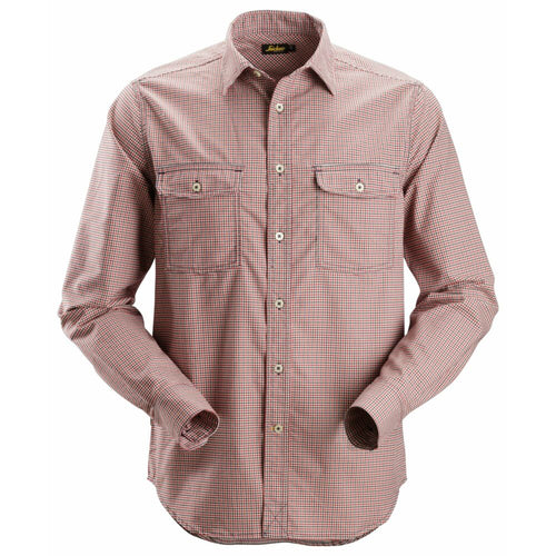 Snickers - AllroundWork, Comfort Checked Long Sleeve Shirt - Chili Red\\Navy