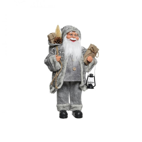 Kaemingk B.V - Grey Plush Santa with Lamp  - 60cm