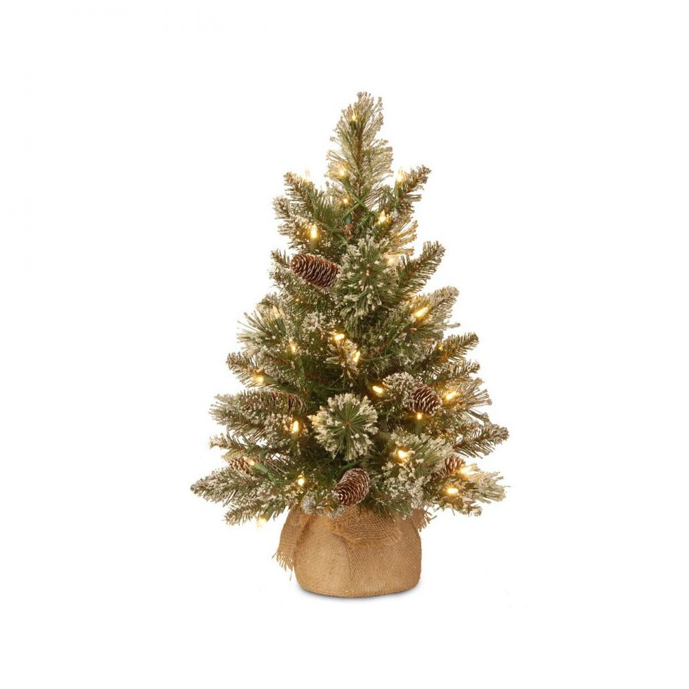 National Tree Company - Glittery Bristle Pine Christmas Tree - 2ft