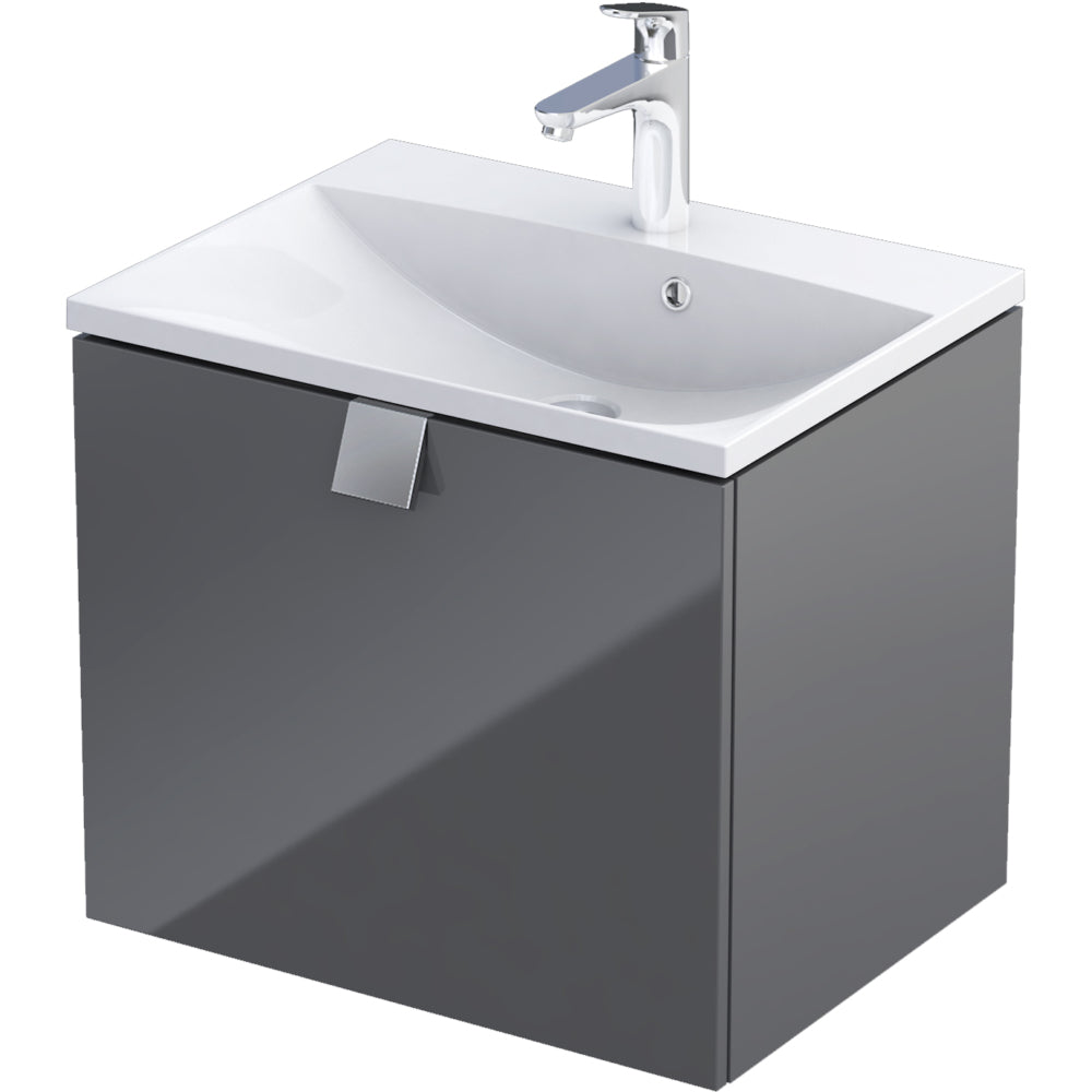 Bora 60cm 1 Drawer Vanity Unit - Gloss Graphite