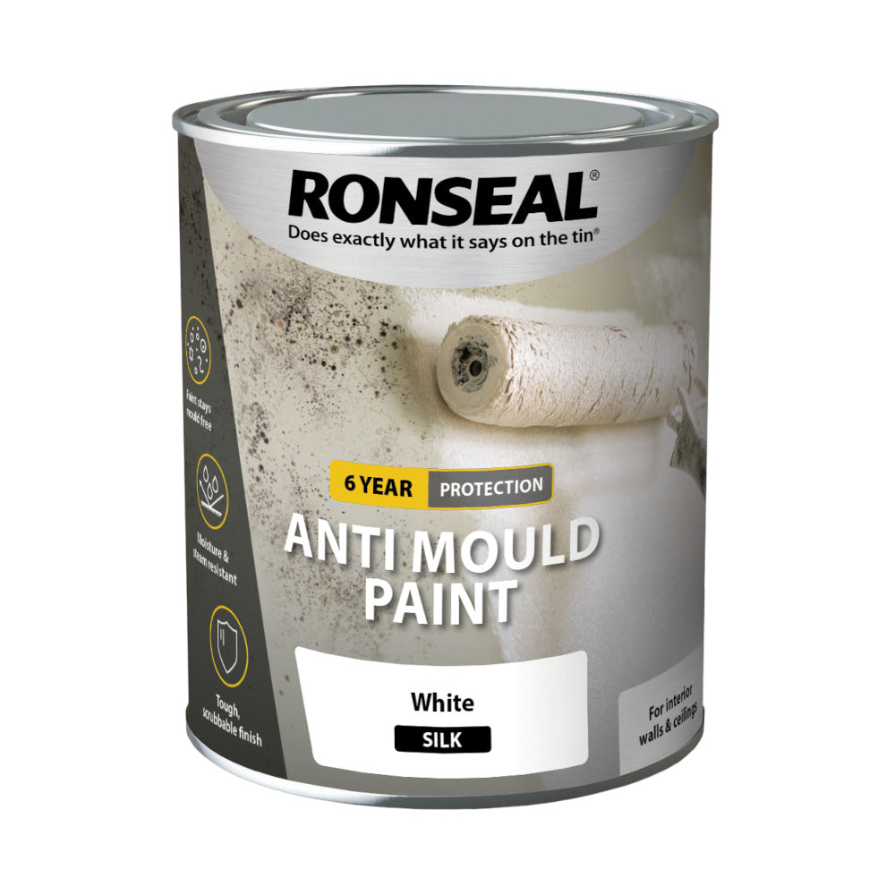 Ronseal 6 Year Anti Mould Paint White Silk 750ml