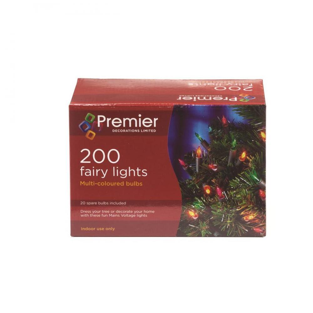 Premier Decorations - 200 Static Fairy Lights - Multi-Coloured