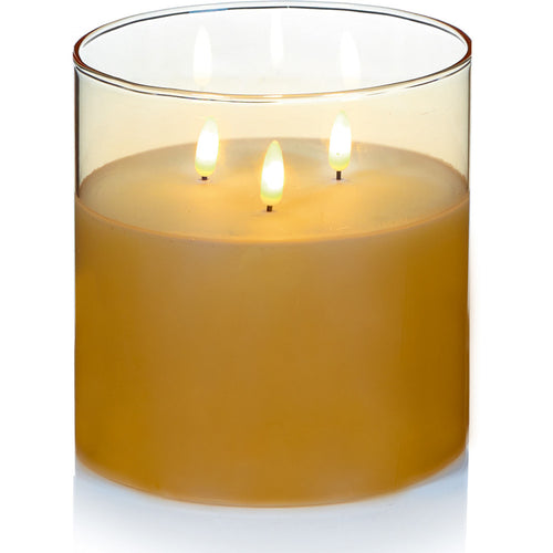 Rose Gold Glass Cup Triple Flickabright Candle - 15cm x 15cm