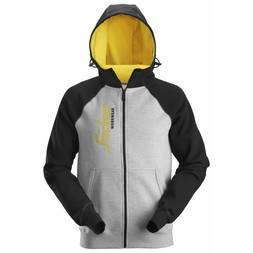 Snickers - Logo Full Zip Hoodie - Grey Melange\\Black