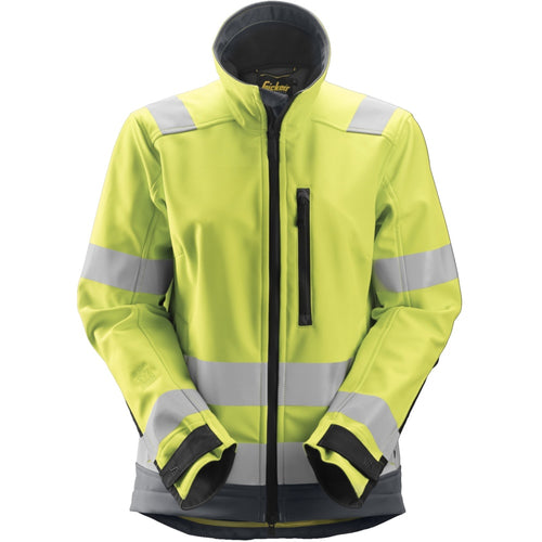 Snickers - AllroundWork, Women's High-Vis Softshell Jacket Class 2/3 - High vis yellow\\Steel grey