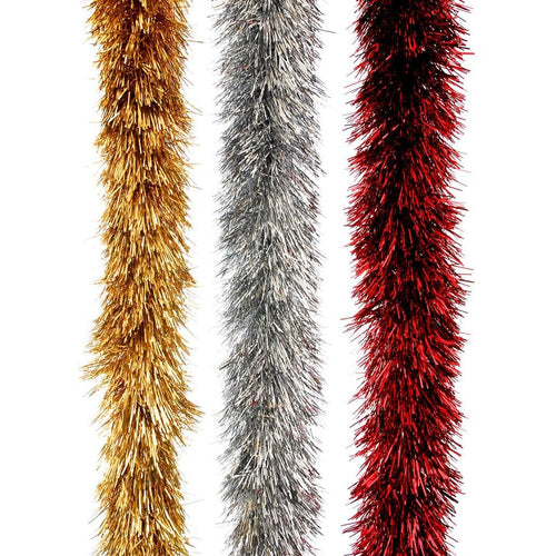 Festive - Luxury Downswept Tinsel 3 Assorted Colours - 2m x 15cm