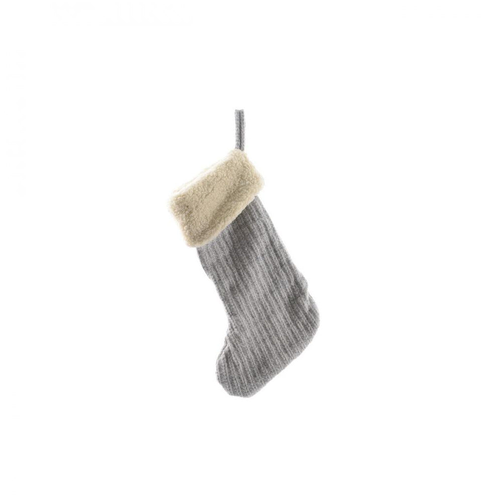 Decoris - Grey Stocking with Faux Fur Rim