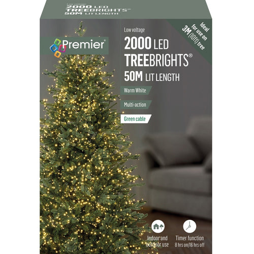 Premier - 2000 LED M/Action Treebrights with Timer - Warm White