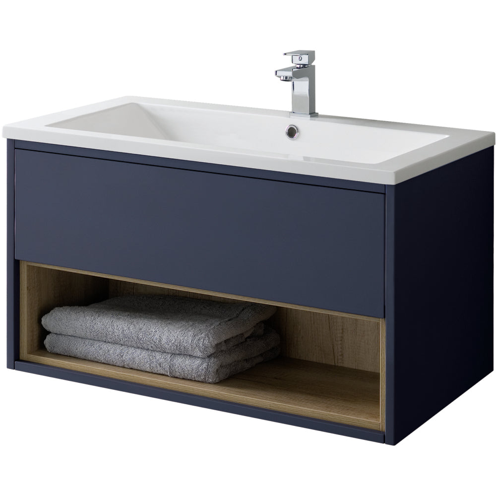 Lucca 800mm Wall Hung Unit Only - Matt Sapphire Blue