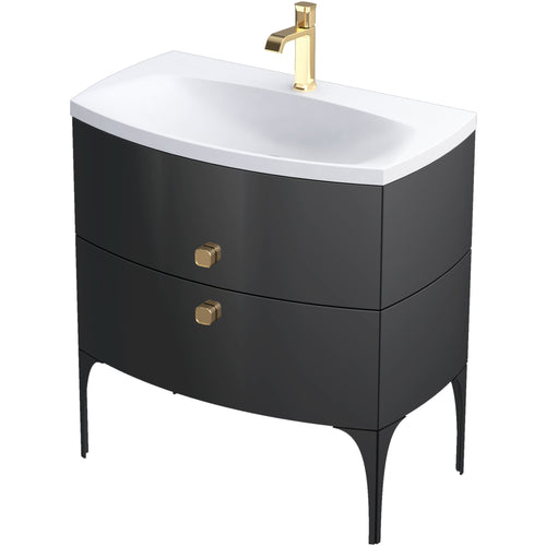 Regency 82cm 2 Drawer Vanity Unit - Black Gloss