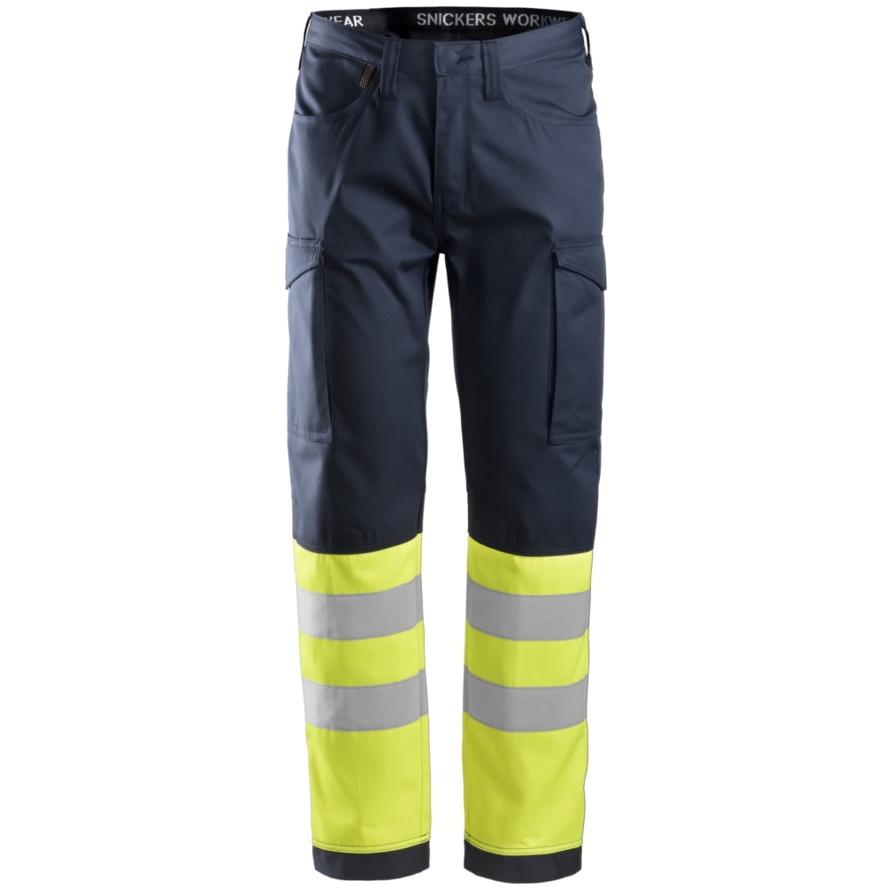 Snickers - Service, Transport Trousers Class 1 - Navy/High Visibilty Yellow