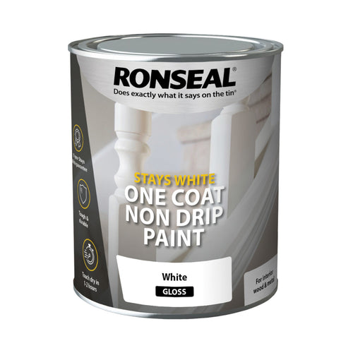 Ronseal Stays White One Coat Paint White Gloss 750ml