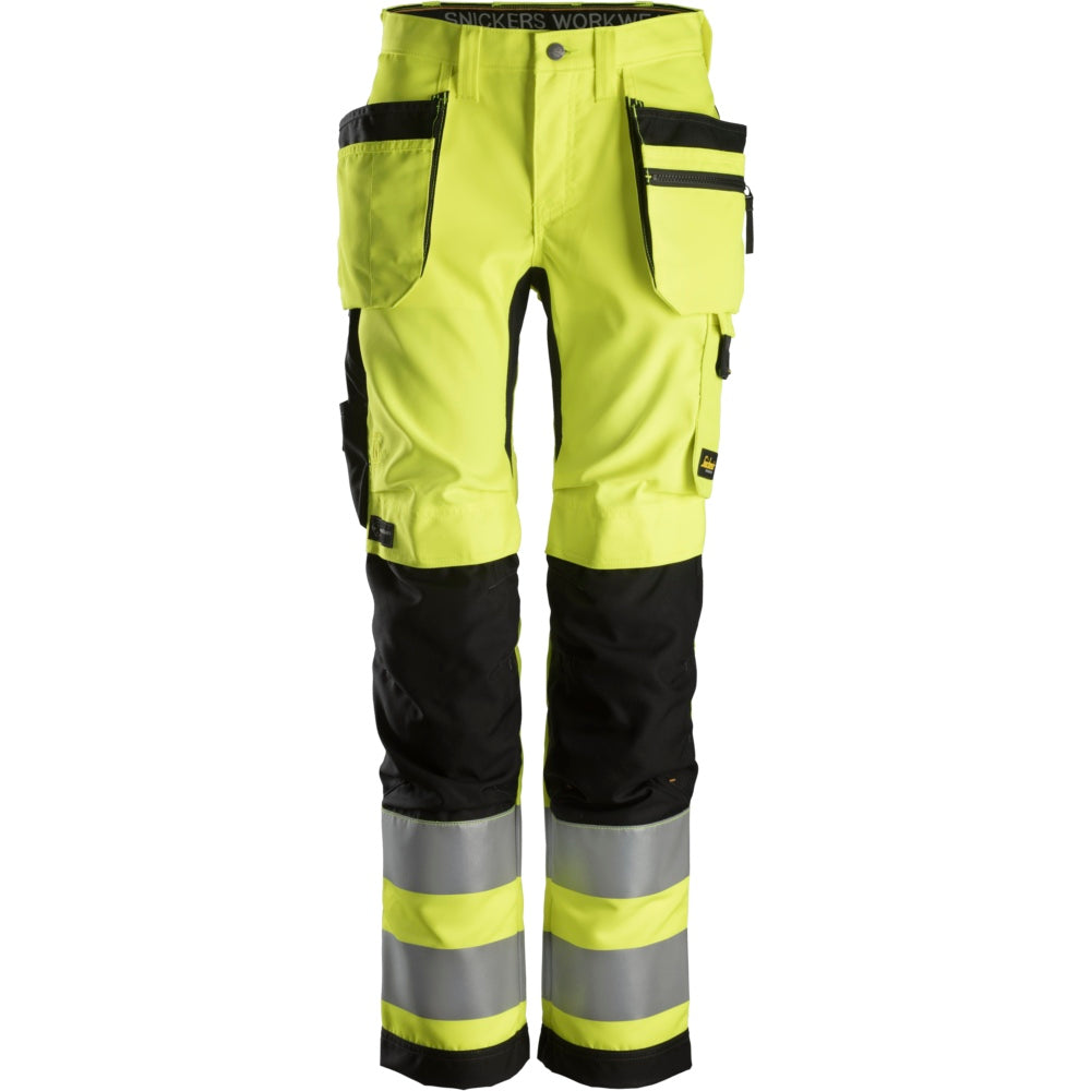Snickers - AllroundWork, Women's High-Vis Trousers+ Holster Pockets Class 2 - High vis yellow\\Black