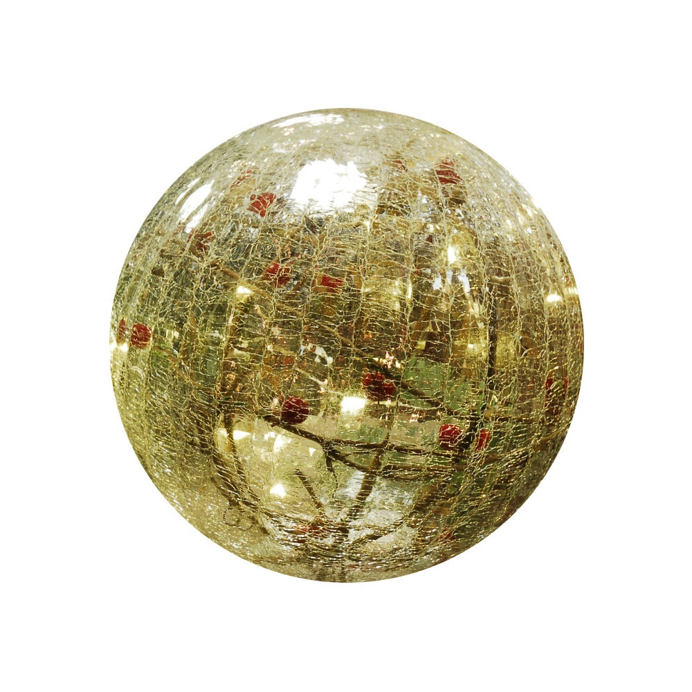 Festive LED Lit Crackle Effect Berries Ball - 20cm